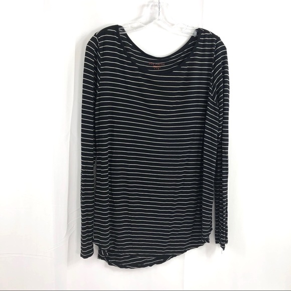 Joe Fresh Black White Striped Long Sleeve Tee L - Picture 1 of 8